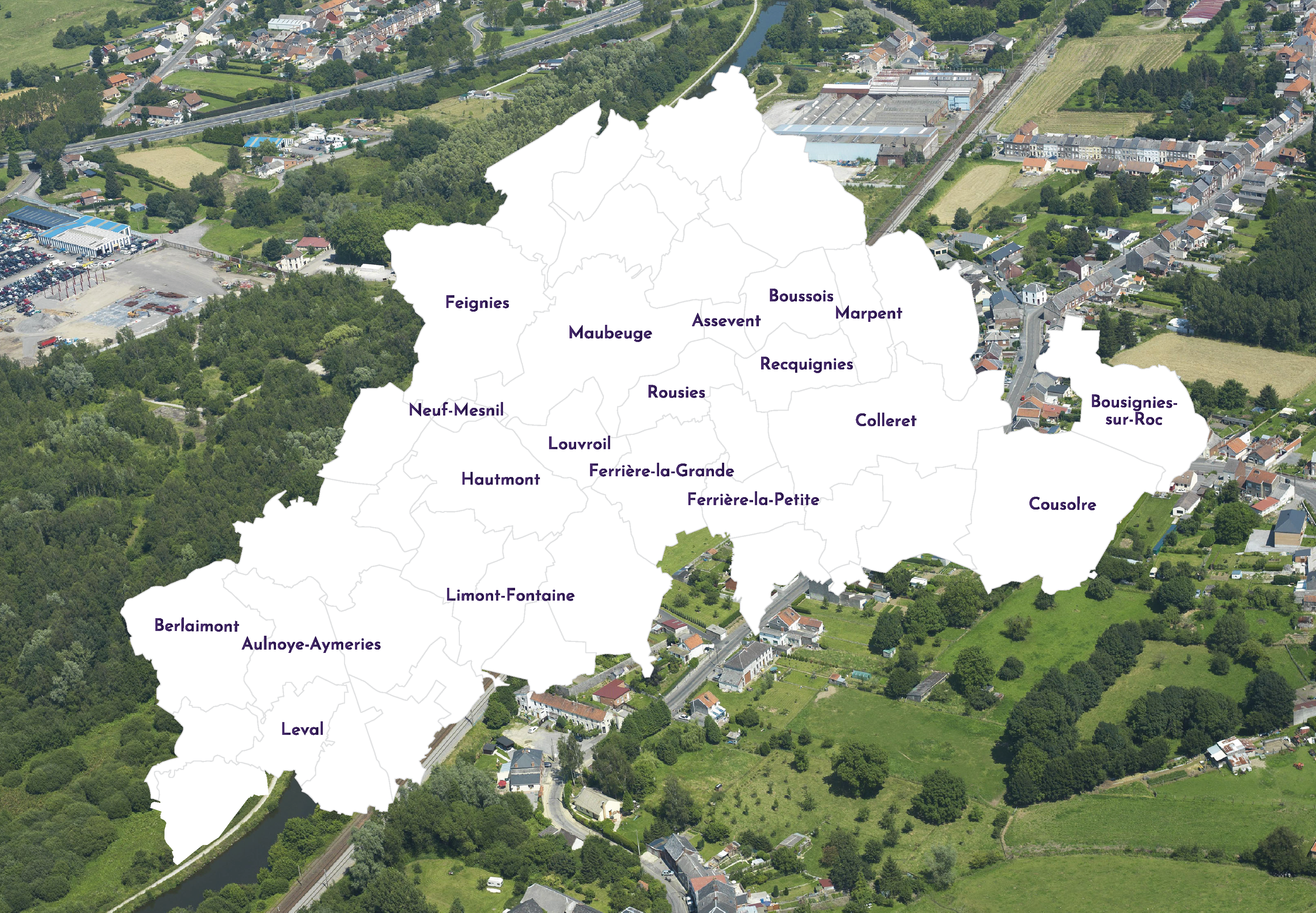 Carte des 19 communes CAMVS lire en sambre