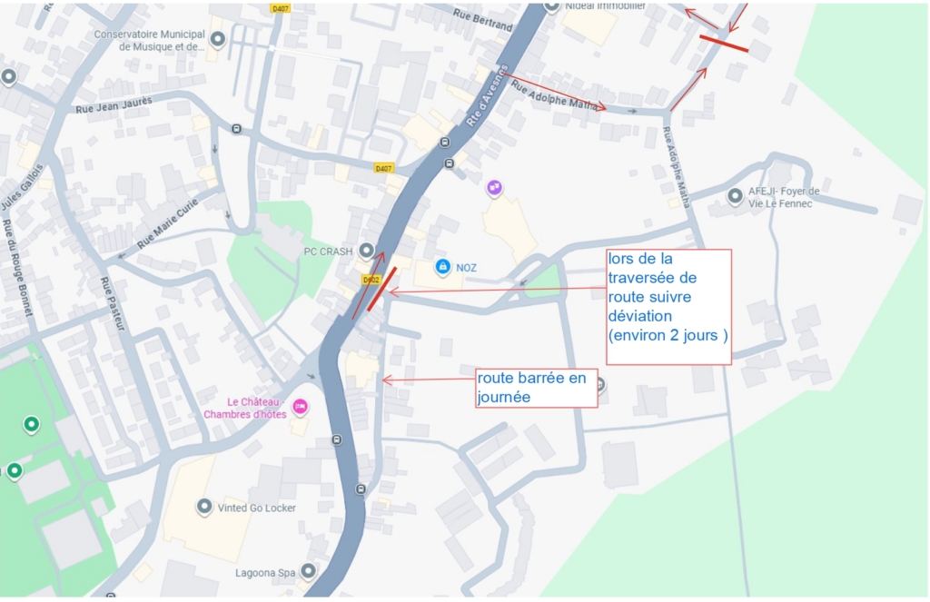 plan de déviation travaux rue du Pot d’argent Louvroil