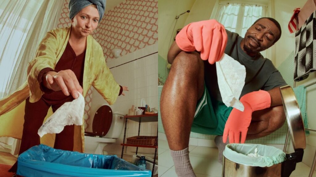 Les lingettes, c'est à la poubelle