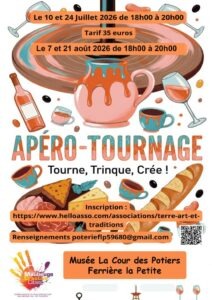 Affiche Apéro-Tournage - Musée la Cour des Potiers Ferrière la Petite