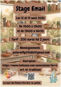 Affiche Stage d'émaillage Musée la Cour des Potiers Ferrière la Petite