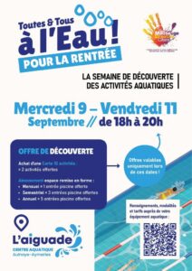 affiche Semaine de découverte des activités aquatiques - piscine Aiguade