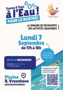 affiche Semaine de découverte des activités aquatiques - piscine René Vroonhove - Boussois-Recquignies