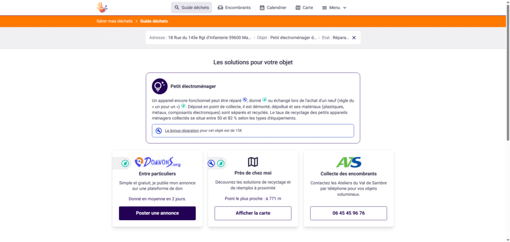 Solutions proposées et montant du bonus réparation pour un petit électroménager