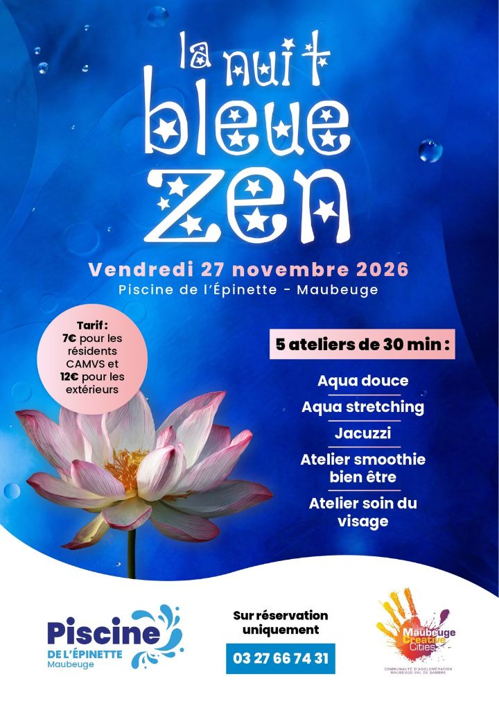 affiche Nuit Bleue Zen - Piscine Épinette - Maubeuge