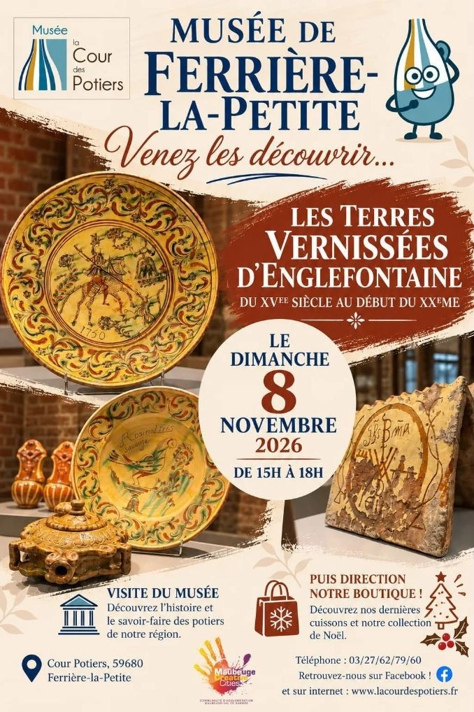 affiche visite musée la cour des Potiers Découvrez les Terres Vernisées d'Englefontaine